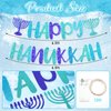 Silipull Light up Hanukkah Decorations Happy Hanukkah Banner with Blue String Lights Home Blue Chanukah Bunting Ornaments Hanukkah Party Supplies 6.6 Feet in Length