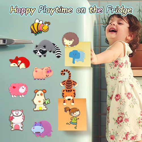 VNDUEEY Fridge Magnets, 10 Pack Cute Animal Magnets Refrigerator Magnets Fun Whiteboard Magnets, Full Back Magnetic Play Farm Magnets for Boys and Girls