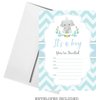 Product Hut 'It's a Boy' Elephant Baby Shower Invitations - Blue Chevron-Themed Invite Cards, Pack of 25 with Envelopes