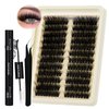 Fluffy Lash Extension Kit 12-20mm 80D Thick Volume Lashes Left & Right Lash Clusters Cat Eye Lash Extensions Kit Cluster Eyelash Extensions Eyelash Clusters with Lash Bond and Seal and Lash Tweezers