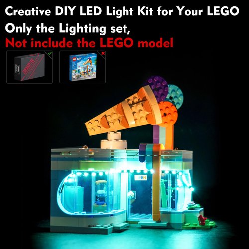 LocoLee LED Light Kit Compatible with Lego Ice Cream Shop 60363, DIY Creative Lighting Set Accessories Compatible with Lego 60363 Building Set (Lights Only, No Models)