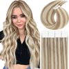 Lacer Hair 14 Inch Tape in Hair Extensions Blonde Highlights #6 Medium Brown Highlighted #60A Platinum Blonde 20pcs 50g Double Sided Tape in Extensions Invisible Human Hair