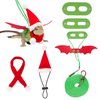 ADOGGYGO Christmas Bearded Dragon Santa Hat Scarf Lizard Leash Harness Set - Lizard Christmas Costume Christmas Scarf and Hat + 3 Pack Bearded Dragon Harness Leash for Reptile Christmas (Christmas)