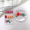 Almond Press on Nails with Designs, Full Cover Round Head Shaped False Nails Geometric Irregularity Fake Nails Glossy Short Almond Glue on Nails Colorful Acrylic Stick on Nails for Women Girls