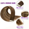 Tape in Hair Extensions Human Hair, 20pcs 22 Inch 50g Remy Ombre Tape in Hair Extensions, Balayage Chocolate Brown to Caramel Blonde Silky Straight Natural Hair Extensions Tape in Human Hair