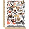 Biker Skulls Motorcycle Club Temporary Tattoo Water Resistant Fake Body Art Set Collection - Color (One Sheet)