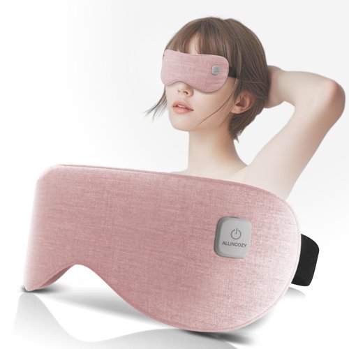 ALLINCOZY Graphene Heated Eye Mask - Cordless Warm Eye Compress for Dry Eyes with Temperature Control - Washable Eye Heating Pad for Sleep, Travel, Dark Circles, MGD, Blepharitis, Puffy Eyes