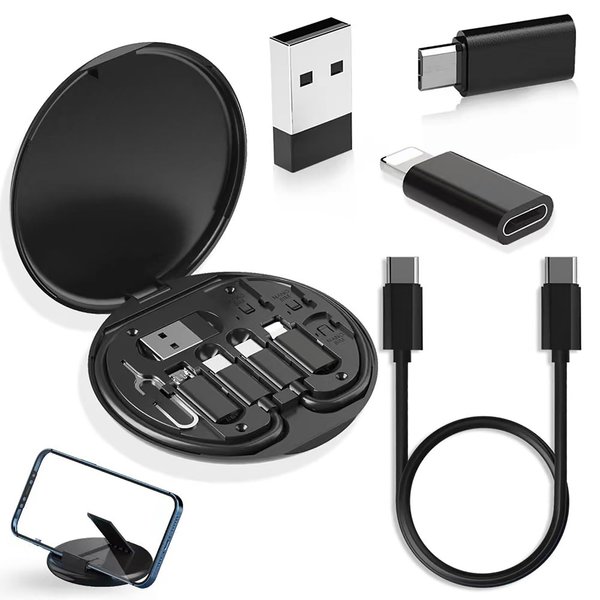 Tek Styz Multi-USB 60W Charging Adapter Cable Kit Compatible with Asus ROG Phone 8 Pro Conversion Plus Stand, 5Gbps Data Transfer USB-C MicroUSB Card Pin Holder Storage