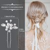 OIIKI 6 PCS White Pearl Bridal Hair Pins, Pearl Rhinestone Wedding Hairpins for Women, Crystal Pearls Hair Clips, U-Shape Hair Accessories, Pearl Hair Pins for Women, Girls, Brides, Bridesmaids