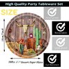 50Pcs Western Party Plates Western Cowboy Party Supplies 7"Wild West Dessert Paper Plates Wood Grain Plates Western Cowboy Theme Baby Shower Camp Fire Camping Barn Wild West Birthday Party Decor