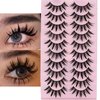 DSLONG 10 Pairs Manga Lashes Wet Look Lashes Effect Cat Eye Lashes Extension Spiky Mink Lashes Japanese Cosplay Styles Anime Fake Eyelashes Reusable