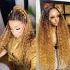 Fabimiya Curly Human Hair Wig Omber T 27 Lace Frontal Closure Jerry Curly Human Hair Wig Pre Plucked Pre Cut Lace Frontal Closure Glueless Wigs Elastic Band 200% Density