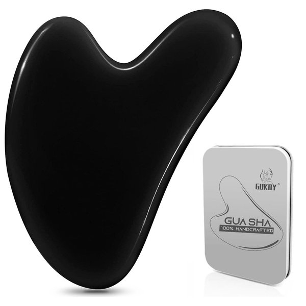 Gua Sha Facial Tools, GuaSha Massage Tool Guasha Board for SPA Acupuncture Therapy Trigger Point Treatment, Gua Sha Scraping Massage Tool (Black)