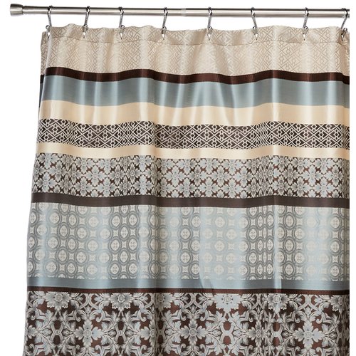 Madison Park Princeton Geometric Jacquard Fabric Shower Curtain, Transitional Shower Curtains for Bathroom, 72 X 72, Blue