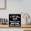 I Love You To The Moon And Back And All Around The Race Track Desk Decor Wooden Block Sign Racing Checkered Flags Decor, Wall Art Sign Boys Room Shelf Table Decor(6×6 Inch)