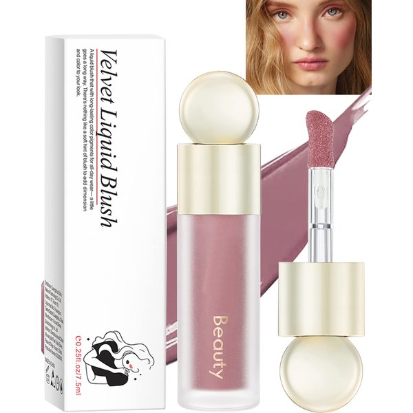 Velvet Liquid Blush Wand, Creme Blush Makeup Stick,Blush Beauty Makeup Dual Use for Cheeks & Lips, Long-Wearing,Dewy Finish,Skin Tint Blush, Contour Blush Wand,Christmas Makeup Gift for Women-03