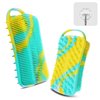 YEALIFE Silicone Body Scrubber, 2 in 1 Body Brush & Hair Scalp Brush for Shower and Bath, Easy Clean, Lathers Well, Stimulating Blood Circulation More Hygienic Than Loofah, Fit Women Men.Camo Green