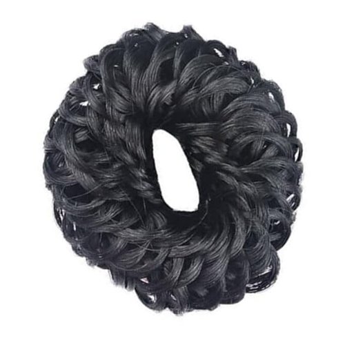 Women's Synthetic Elastic Hair Band Juda Accessories for Hair and Women Hair Bun/Donut | Medium Size | Black Color (Black)