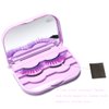 3 Tier Eyelash Storage Case Lash Dime Organizer Holder Box with Mirror Makeup Cosmetic Travel Case Empty and Eyelash Tweezer False Lash Container (Purple)