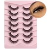 MIKIWI Natural False Eyelashes,Soft and Wispy Natural Look Lashes 7 Pairs Strip Lashes Feathery Lashes