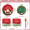 100 Pcs Merry Christmas Plates and Napkins Sets - Cute Winter Christmas Round Tableware, Disposable Christmas Paper Plates and Napkins Forks for Christmas Party Supplies Favors Table Decor, Serves 25
