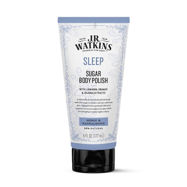 J.R. Watkins Sleep Sugar Body Polish, Monoi & Sandalwood Natural Body Scrub Cleanses & Encourages Restful Sleep, 6 oz