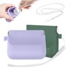 Nearockle 2 Pack Silicone Retainer Case with Lanyard, Soft Denture Case with Vent Holes Compatible for Invisalign, Portable Mouth Guard Case Travel Containers (Purple+Green)