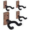MOREYES Guitar Wall Mount 4 Pack, Guitar Wall Hangers with Adjustable Soft Guitar Hook for All Size Guitars, Hardwood U-Shaped Guitar Holder for Acoustic Guitar, Bass, Easy to Install, Black Walnut
