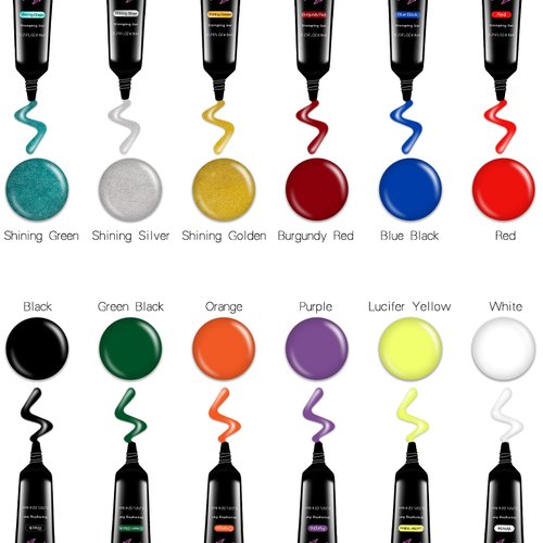 Stamp Nail Polish Gels, 12 Colors Stamping Gels Black White Glitter Green/Silver/Golden for Nail Stamp Plate Stamper