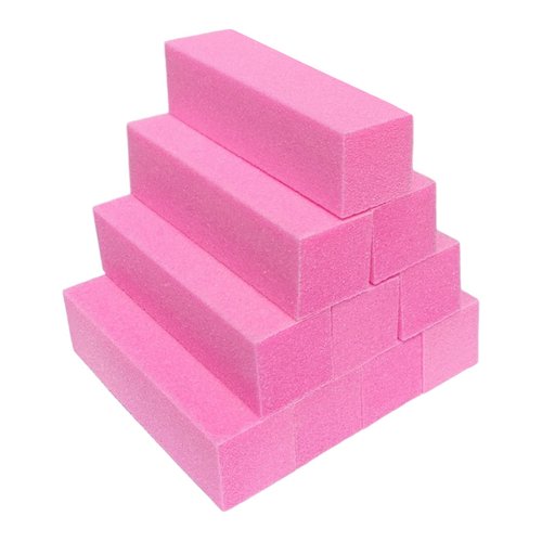 10 Pcs Nail Buffer Block for Acrylic and Natural Nails, 4 Sided Sanding Buffers for Gel Nails Fingernail Shine Buffing Filer Set, Professional Manicure Polisher Buffer Bulk Medium Grit (Pink)