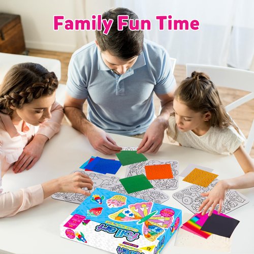 Foil Art Kit for Kids - Foil Fun Craft Kits & Supplies, No Mess Art for Kids, Foil Foam Stickers Art Craft Activity for Kids, DIY Creative Activity Birthday Christmas Gift Travel Toys for Girls Boys