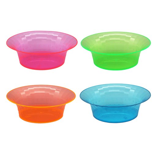 Party Essentials Salad/Snack Bowls, Hard Plastic, 10 oz, Assorted Neon