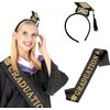 RUSTAMM 2pcs Set Graduation Headband Cap Party Decorations Black Sash Tiaras Graduation Party Supplies Supplies Photo Props for Student Clothes Décor