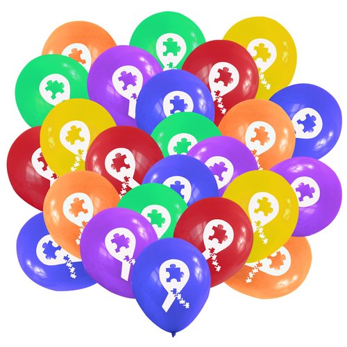 Olutacot 120 Pcs Autism Awareness Ribbon Latex Balloons Autism Awareness Decorations Colorful Autism Balloons for Yard Garden Outdoor Decor Autism Awareness Day Supplies
