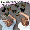 Deekin 72 Pcs Butterfly Scratch Cards Rainbow Paper Scratch Butterfly Craft Art Kits Party Favors with 36 Pcs Bamboo Stylus for Classroom Games DIY Crafts Home Ornaments, 12 Styles