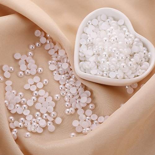 6000Pcs 4mm White Flatback Pearls for Nail Art Half Round Pearls Bulk for Artwork Making Craft DIY Accessory