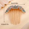 Missgrace Boho Prom Party Shiny Flower Floral Hair Combs Blue Pink Purple Bridal Wedding Hair Crystal Rhinestones Women Hair Side Combs Hair Accessories for Women (Blue)