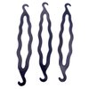 6PCS Black Plastic Bun Maker Curler Double Hook Hair Styling Crooked Hairpins Donut Bun Head Hair Twist Braid Hairdressing Tool Elegance Updo Hairstyles for Women Lady Girls