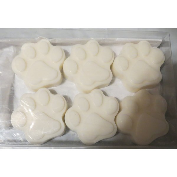 Dog foot print paw soap bars 6 pack 2" x 2" in clear gift box