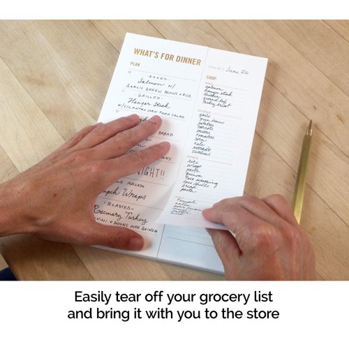 Two Tumbleweeds Meal Planning Pad - "What's for Dinner?" Weekly Meal Planner and Grocery List with Tear off Shopping List and fridge magnet - Family Dinner Menu & Meal Prep Plan - 6 x 9” - 50 sheets