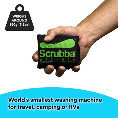 Scrubba Wash Bag Portable Washing Machine - Lightweight Manual Washing Machine for Travel, Camping, Laundry, Baby Clothes - Travel Essentials, Gift - use with Laundry Detergent/Sheets - 5.3 oz.