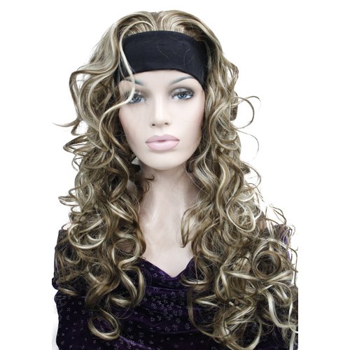 Wiginway 3/4 Band Headband wig Women's Brown Mixed Color Long Curly Wigs for Women ladies