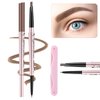 TurritopsisD Eyebrow Pencil, Brow Pen Dual-ends Thick & Fine Tip Retractable Waterproof Long-lasting Natural Eye Brows Makeup with Eyebrow Trimmer (Light Brown)