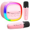 HWWR Karaoke Machine for Kids, Mini Karaoke Machine with 2 Wireless Microphones & Disco Lights for Home Party, Kids Christmas Birthday Gifts, Music Toys for Girls Boys Age 3 4 5 6 7 8 9 10 11 12+