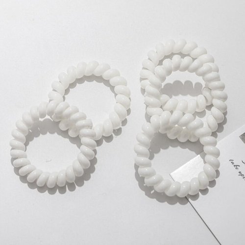 Leenchiry Spiral Hair Ties Traceless Coil Hair Ties 20 Pieces No Crease Phone Cord Hair Ties Waterproof Ponytail Holder 2.15inch No Damage Elastic Hair Bands Hair Accessories for Women Girls (White)