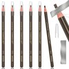 6 Piece Dark Brown Waterproof Eyebrows Pencil Tattoo Makeup And Microblading Supplies Kit-Permanent Eye Brow Liners In 5 Colors Waterproof Eyebrow Pencils Peel - Brow Pencil Set For Marking