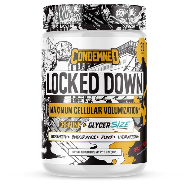 Condemned Labz Locked Down | Creatine Performance Complex | Creatine Monohydrate, Glycerol, Taurine | Enhanced Hydration, Energy & Stamina | 30 Servings (Fruit Punch)