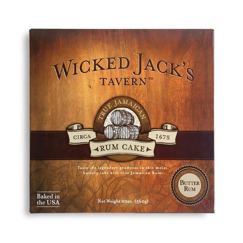 True Jamaican Rum Cake by Wicked Jack's Tavern | 20oz Butter Rum Cake for Birthday Gifts, Thank You Gifts, or Gourmet Gift Baskets | Cakes For Delivery | Liquor & Spirits Bakery & Dessert Gifts