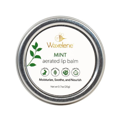 Waxelene Mint Aerated Lip Balm Tin 4 Piece, Best Lip Balm Ever Organic Multipurpose Ointment Baby Eczema Dry Sensitive Skin Chapped Lips Moisturizer