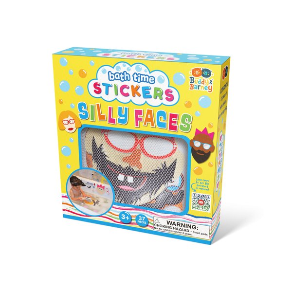 Buddy & Barney Silly Faces Bath Stickers, Hilarious Facial Expressions Foam Stickers Bath Toy for Children 3+, Pack of 37 Reusable Stickers, Bathtub, Tub, Shower, Boys, Girls, Kids,